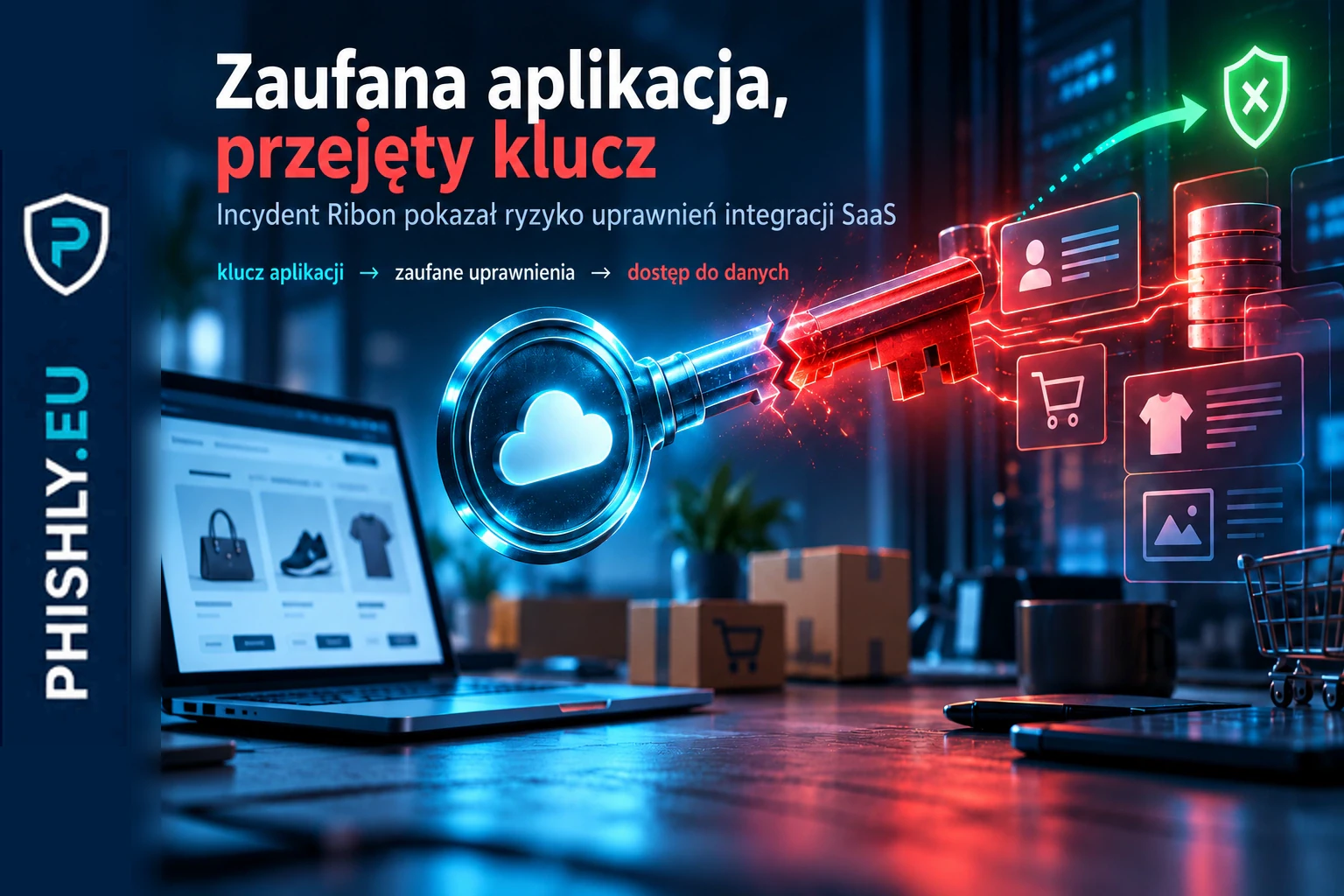 Zaufana integracja sklepu internetowego z przejętym kluczem aplikacji otwiera dostęp do danych klientów i treści witryny