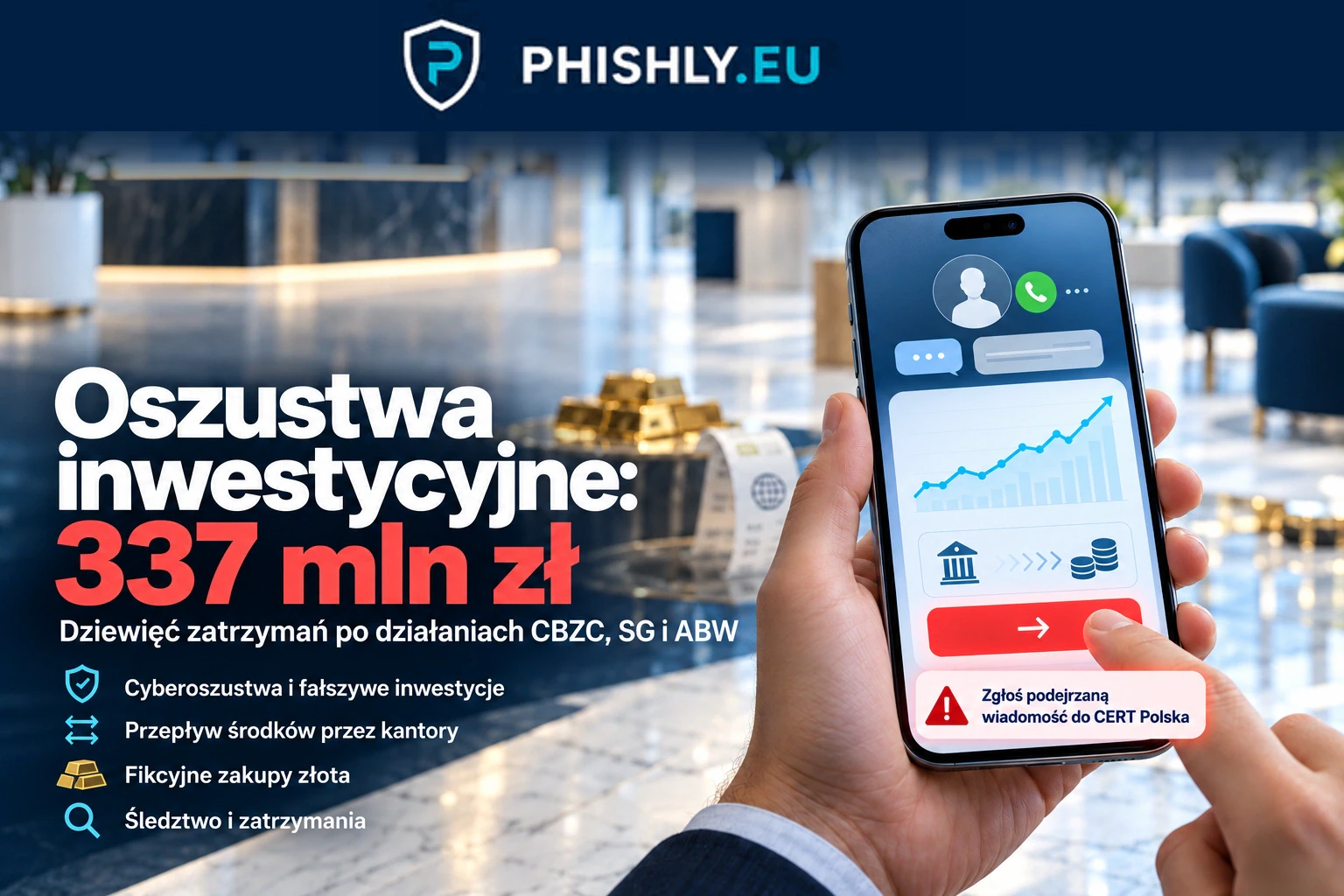 Kantor, złote sztabki i śledztwo w sprawie pieniędzy pochodzących z fałszywych inwestycji