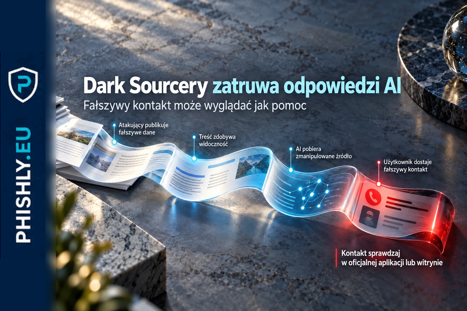 Odpowiedź asystenta AI pokazuje fałszywy kontakt do pomocy pochodzący ze zmanipulowanych źródeł internetowych