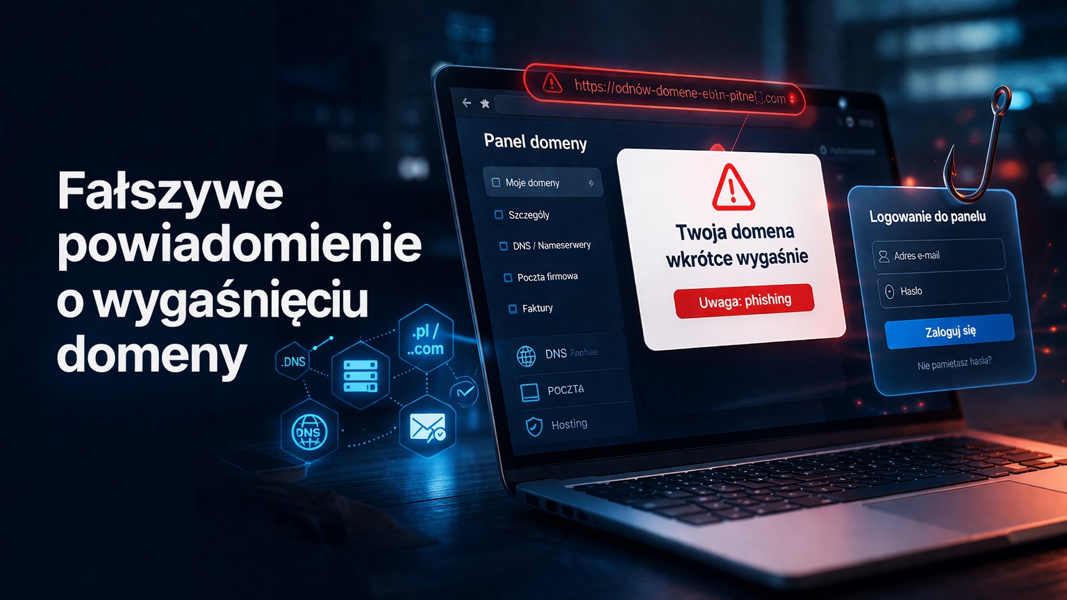 Fałszywe powiadomienie o wygaśnięciu domeny. Jak działa ten phishing i co zrobić