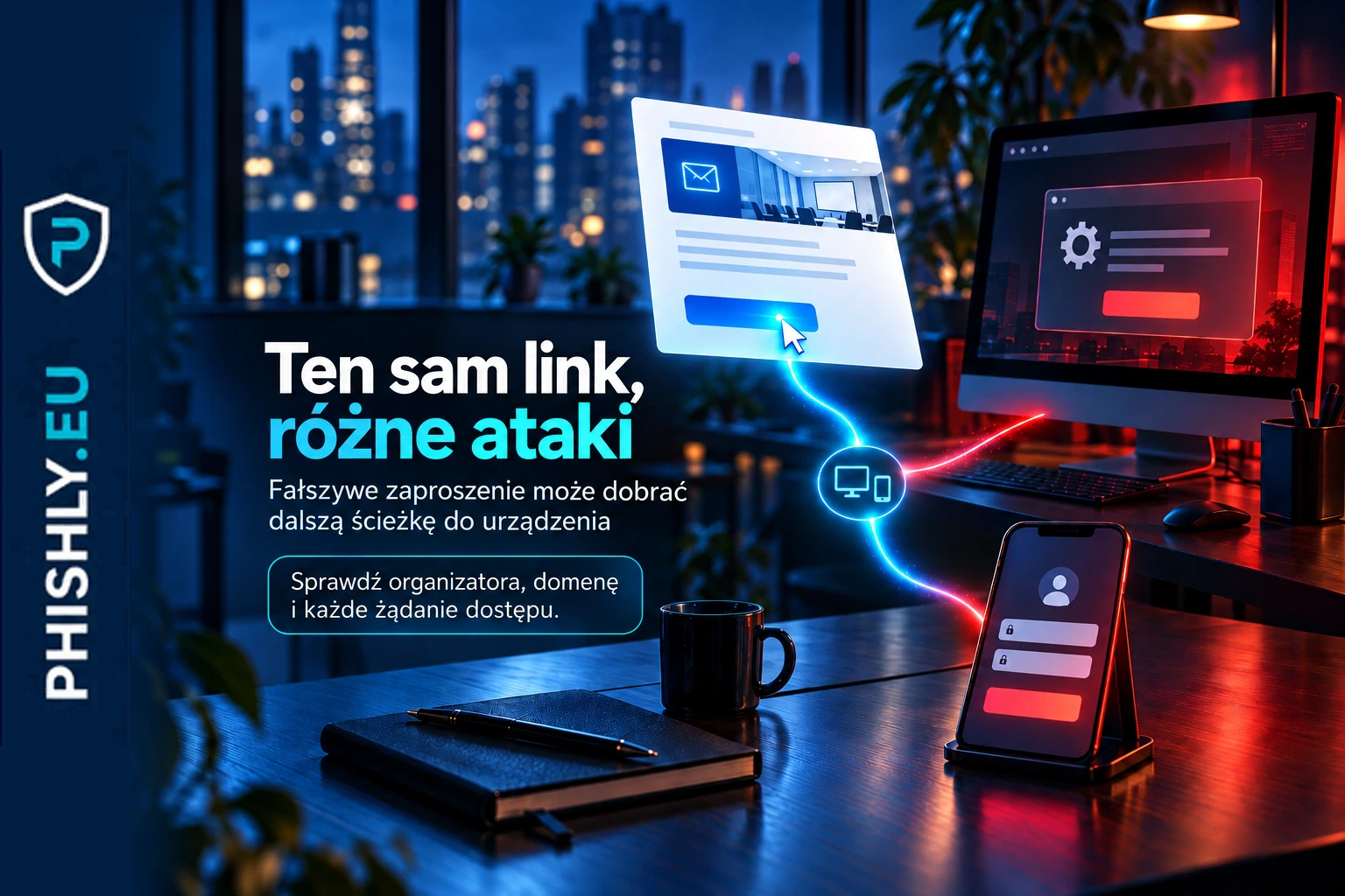 Fałszywe zaproszenie na wydarzenie prowadzące do różnych wariantów ataku zależnie od urządzenia odbiorcy
