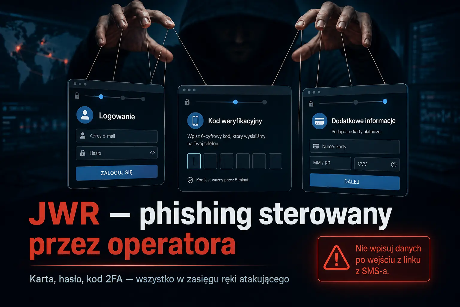 Phishing sterowany na żywo. Jak JWR prowadzi ofiarę przez fałszywą płatność
