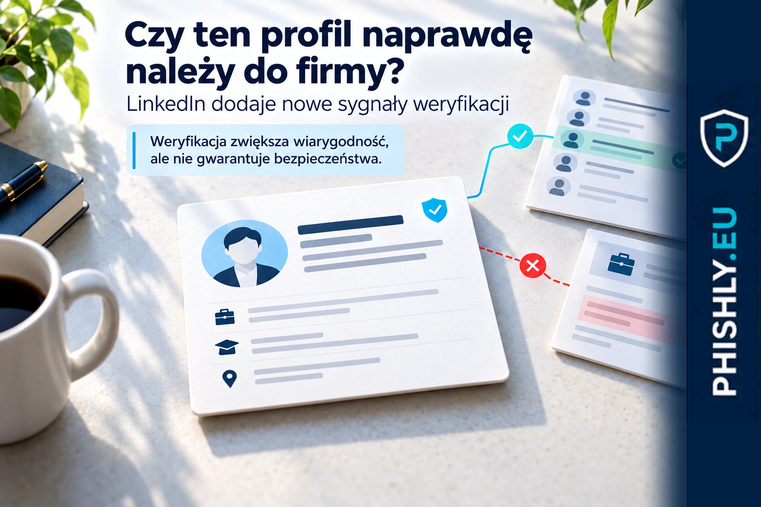 Profil zawodowy na LinkedIn jest sprawdzany przez potwierdzenie historii pracy i kontrolę powiązania z firmową stroną