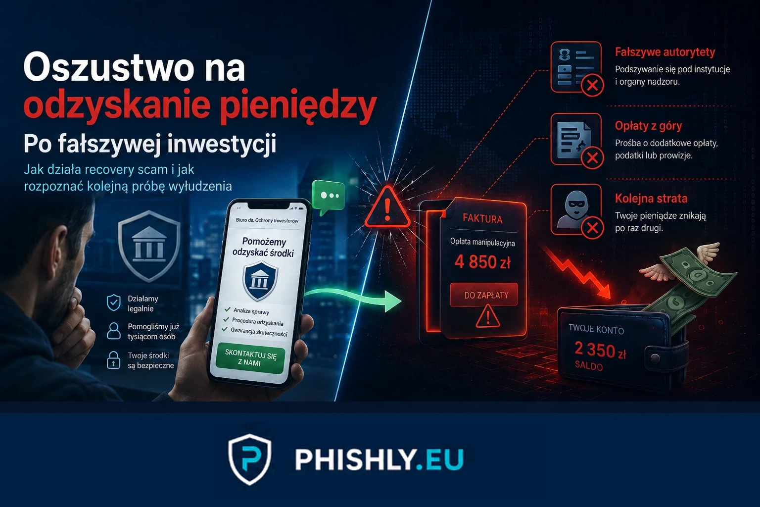 Oszustwo na odzyskanie pieniędzy po fałszywej inwestycji