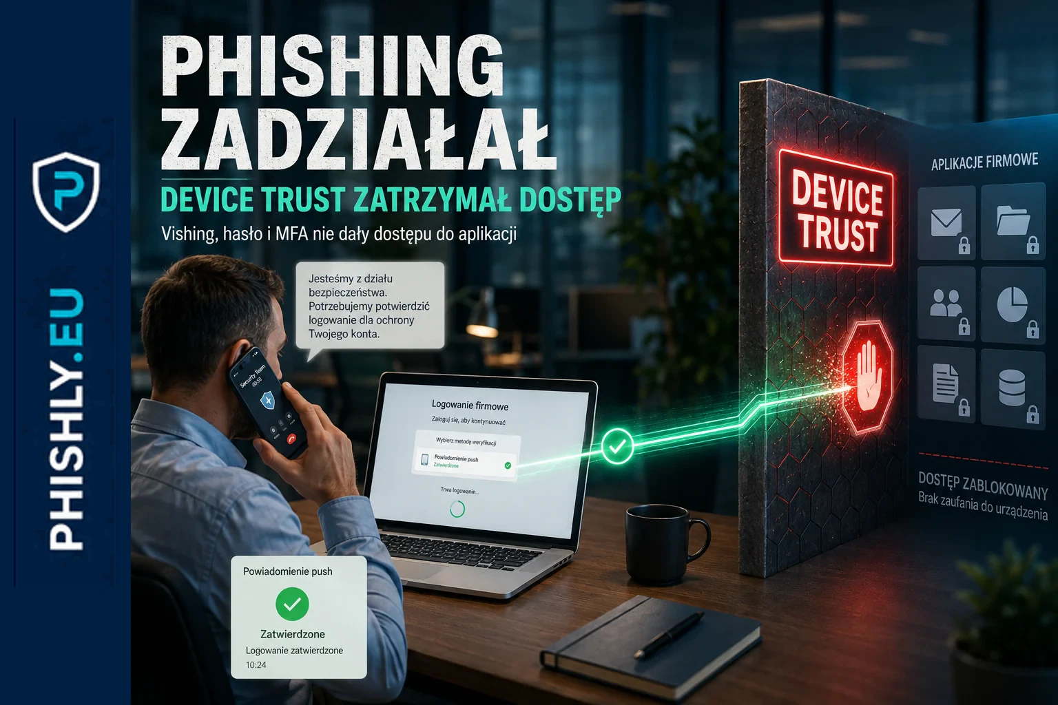 ReliaQuest: phishing zadziałał, device trust ograniczył skutki
