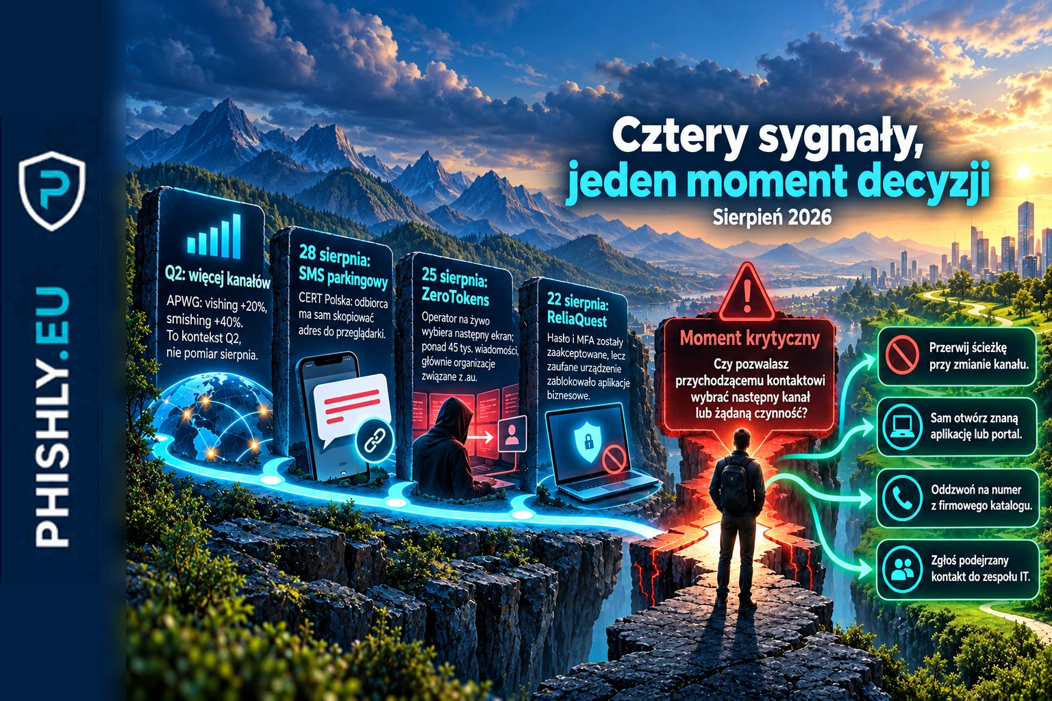 Cztery sierpniowe sygnały prowadzą do wspólnego pytania, czy odbiorca pozwala napastnikowi wybrać kolejny kanał lub działanie